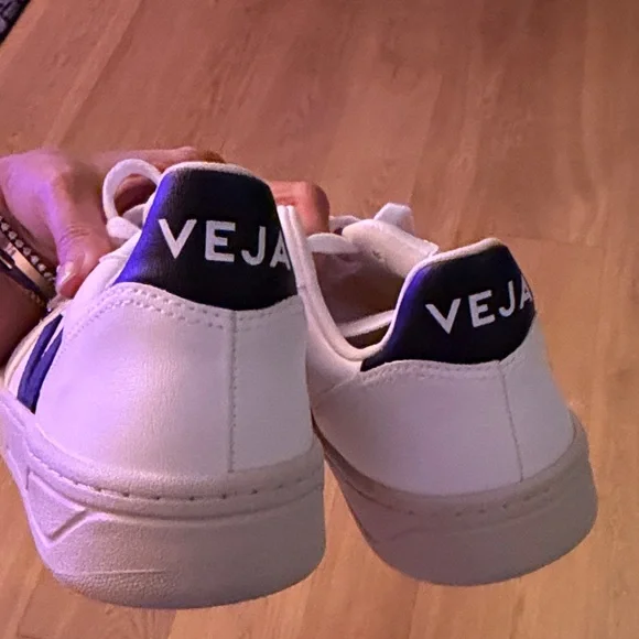 Veja White Sneakers with Black V and Taupe Sole - Picture 5 of 5